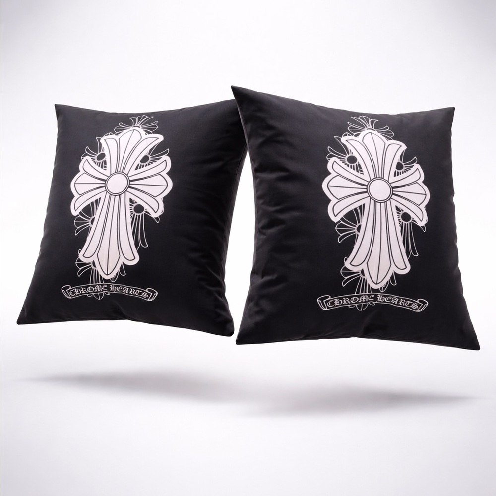 Chrome Hearts Black and White Cross Pillow